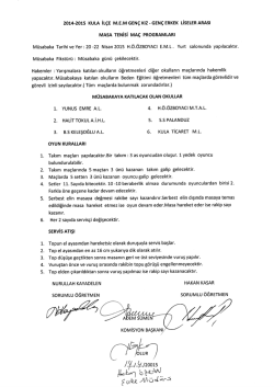 Gen&ccedil; Erkek Liseler Arası Masa Tenisi Fikst&uuml;r&uuml;