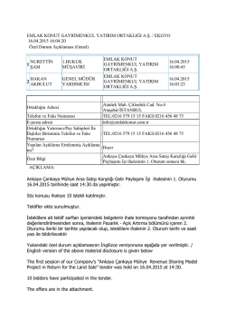 Ankaya &Ccedil;ankaya M&uuml;hye Arsa Satışı Karşılığı
