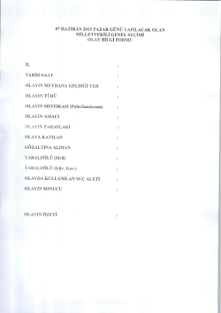 07 HAZİRAN 2015 PAZAR G&Uuml;N&Uuml; YAPILACAK oLAN