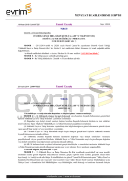MEVZUAT BİLGİLENDİRME SERVİSİ Resm&icirc; Gazete Resm&icirc; Gazete