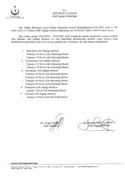 T.C. v ..- _&rsaquo; ERZURUM VALİLİGİ - Erzurum Halk Sağlığı M&uuml;d&uuml;rl&uuml;ğ&uuml;