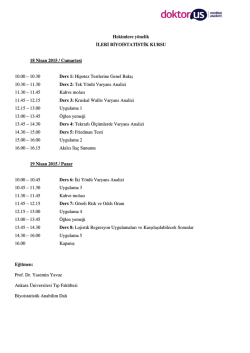 İleri Biyoistatistik Kursu ayrıntılı programı i&ccedil;in tıklayınız