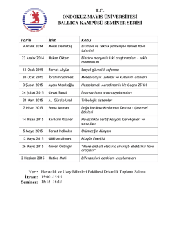 2014-2015 Seminer Listesi - Havacılık ve Uzay Bilimleri Fak&uuml;ltesi