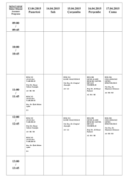 13.04.2015 Pazartesi 14.04.2015 Salı 15.04.2015 &Ccedil;arşamba 16.04