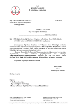 İl Milli Eğitim M&uuml;d&uuml;rl&uuml;ğ&uuml; Yazısı