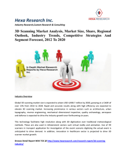 3D Scanning Market Analysis, Share, Regional Outlook, Industry Trends, Competitive Strategies And Segment Forecast, 2012 To 2020