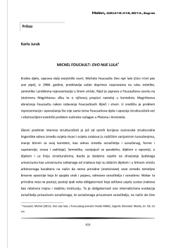 Karlo Jurak MICHEL FOUCAULT: OVO NIJE LULA Prikaz