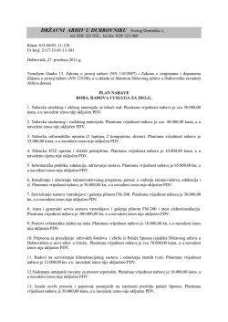 Plan nabave roba, radova i usluga za 2012.