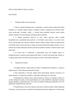 OPĆI UVJETI POSLOVANJA ZA KINA KUĆNI RED I
