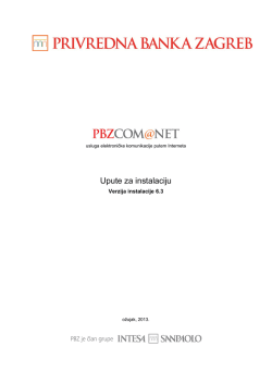 Upute za instalaciju - PBZCOM@NET