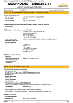 SIGURNOSNO- TEHNIČKI LIST