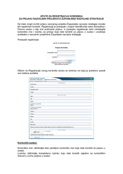 UPUTE ZA REGISTRACIJU KORISNIKA ZA