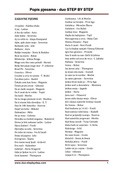 Popis pjesama - duo STEP BY STEP