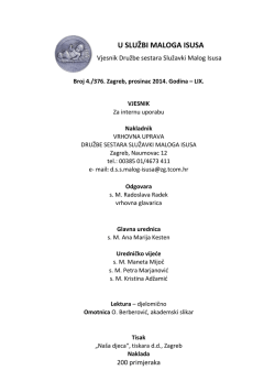 RIJEČ UREDNIŠTVA - Služavke Malog Isusa