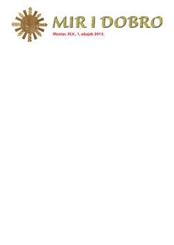 1_mir 1_2013.pdf - Hercegovačka franjevačka provincija Uznesenja