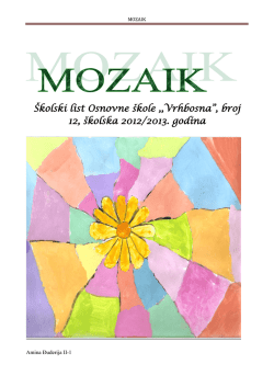 &Scaron;kolski list Osnovne &scaron;kole ,,Vrhbosna&rdquo;, broj 12