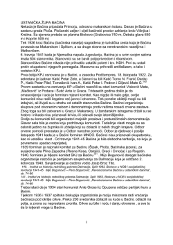 USTANIČKA ŽUPA BAĆINA Nekada je Baćina pripadala