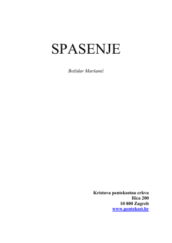 SPASENJE &dagger; Božidar Mar&scaron;anić - Kristova pentekostna crkva