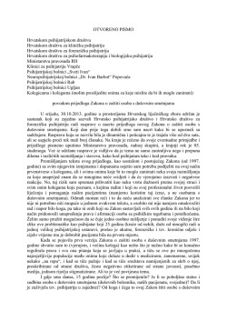 OTVORENO PISMO - Hrvatsko psihijatrijsko dru&scaron;tvo