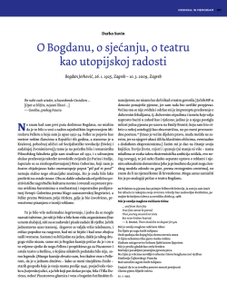 O Bogdanu, o sjećanju, o teatru kao utopijskoj radosti