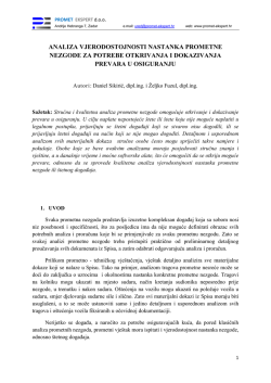 analiza vjerodostojnosti nastanka prometne nezgode za potrebe