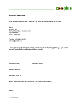 Obrazac o odustajanju Ovaj obrazac trebate ispuniti i