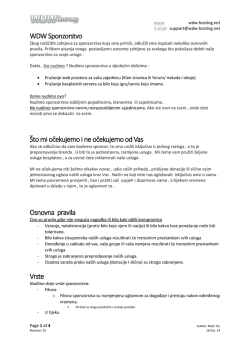 WDW Sponzorstvo Što mi očekujemo i ne