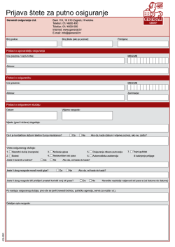 Prijava &scaron;tete za putno osigur