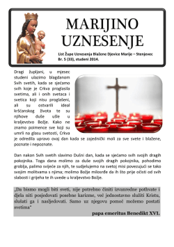 Dragi župljani, u mjesec studeni ulazimo blagdanom Svih svetih