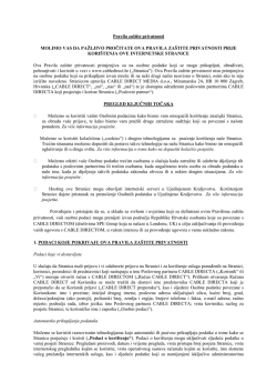 Pravila za&scaron;tite privatnosti MOLIMO VAS DA PAŽLJIVO PROČITATE