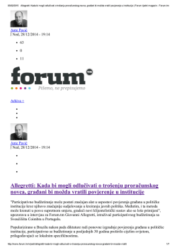 Allegretti: Kada bi mogli odlučivati o tro&scaron;enju