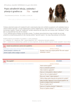 Popis odrađenih lekcija, zadataka i pitanja iz gradiva za