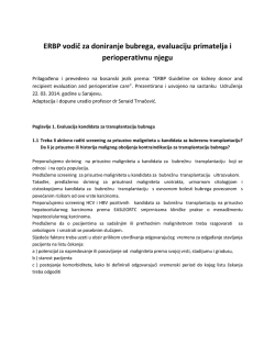 ERBP vodič za doniranje bubrega, evaluaciju primatelja i