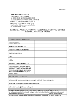 ZAHTJEV ZA PRIZNAVANJE PRAVA NA JEDNOKRATNU