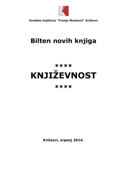 KNJIŽEVNOST - Gradska knjižnica "Franjo Marković"