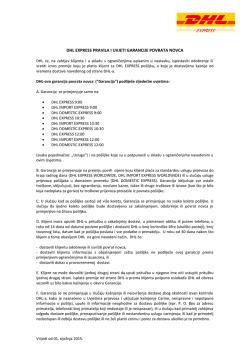 DHL EXPRESS PRAVILA I UVJETI GARANCIJE POVRATA NOVCA