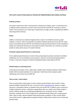 OPĆI UVJETI /USLOVI POSLOVANJA ZA TEČAJEVE BFI