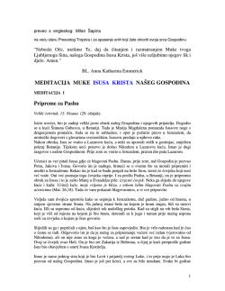 MEDITACIJA MUKE ISUSA KRISTA NA&Scaron;EG