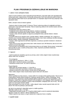 PLAN I PROGRAM ZA OZDRAVLJENJE NK MARSONIA