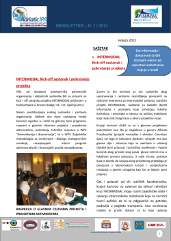 NEWSLETTER &ndash; N. 1 / 2013 SAŽETAK &bull; INTERMODAL Kick