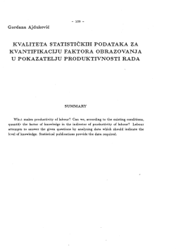 Gordana Ajduković KVALITETA STATISTIČKIH PODATAKA ZA