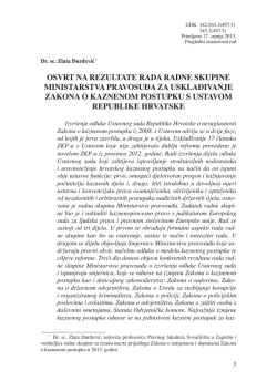 OSVRT NA REZULTATE RADA RADNE SKUPINE MINISTARSTVA