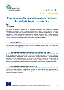 FACT SHEET 01 Bosna i Hercegovina