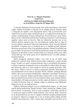 ZAHVALA održana na dodjeli počasnog doktorata na Sveučili&scaron;tu u