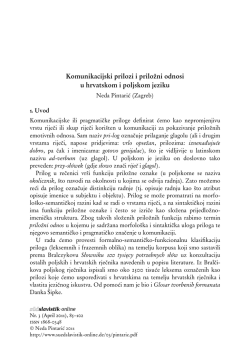 Komunikacijski prilozi i priložni odnosi u hrvatskom i poljskom jeziku