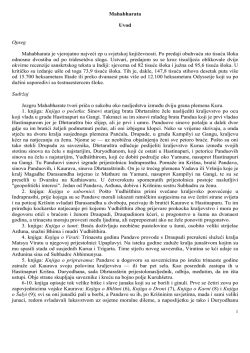 Mahabharata Uvod Opseg Mahabharata je vjerojatno najveći ep u