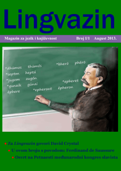 Lingvazin I/1, august 2013. - Institut za bosanski jezik i književnost u