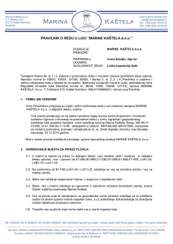 PRAVILNIK O REDU U LUCI &ldquo;MARINE KA&Scaron;TELA