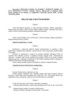 Pravilnik o kućnom redu - Caritasov dom "Sv. Ivan Krstitelj"