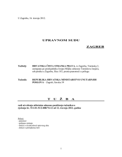 UPRAVNOM SUDU ZAGREB T   U   Ž B   A